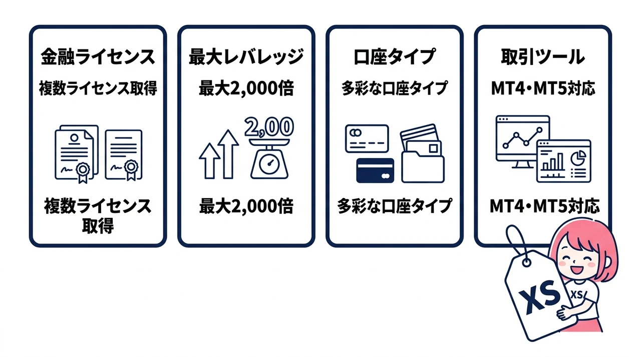 海外FX業者XSの取引条件と基本スペック